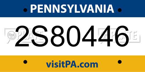 2S80446 Pennsylvania License Plate