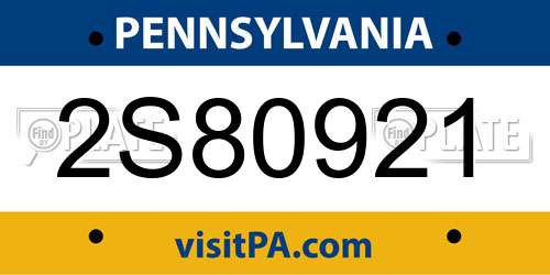 2S80921 Pennsylvania License Plate