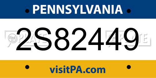 2S82449 Pennsylvania License Plate