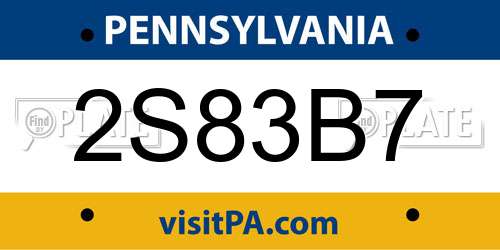 2S83B7 Pennsylvania License Plate