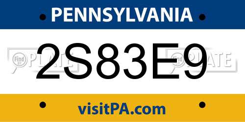 2S83E9 Pennsylvania License Plate