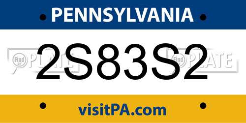 2S83S2 Pennsylvania License Plate