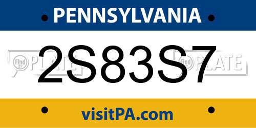 2S83S7 Pennsylvania License Plate