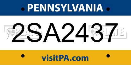 2SA2437 Pennsylvania License Plate