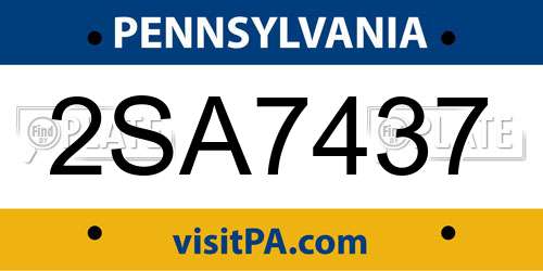 2SA7437 Pennsylvania License Plate