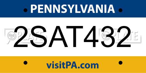 2SAT432 Pennsylvania License Plate