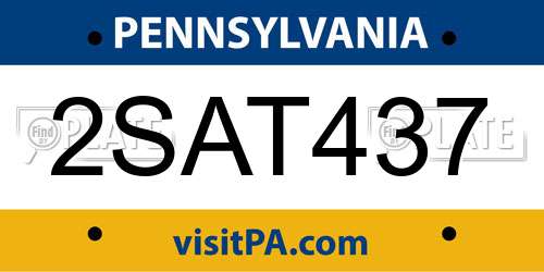 2SAT437 Pennsylvania License Plate
