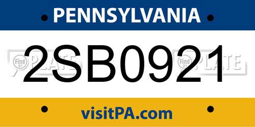 2SB0921 Pennsylvania License Plate