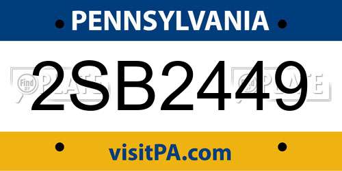 2SB2449 Pennsylvania License Plate