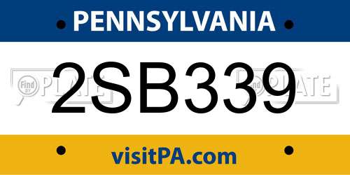 2SB339 Pennsylvania License Plate