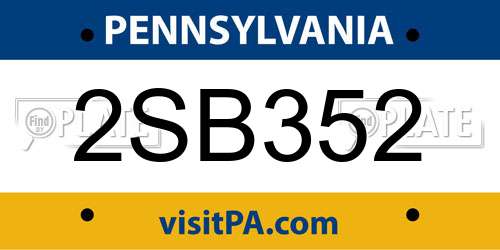 2SB352 Pennsylvania License Plate