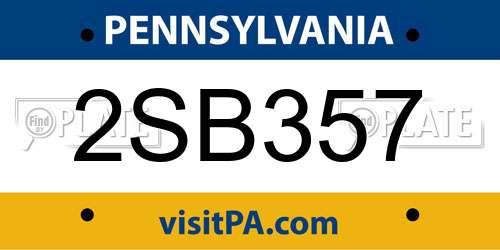 2SB357 Pennsylvania License Plate