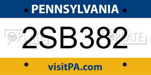 2SB382 Pennsylvania License Plate