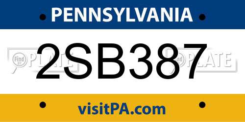 2SB387 Pennsylvania License Plate