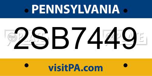 2SB7449 Pennsylvania License Plate