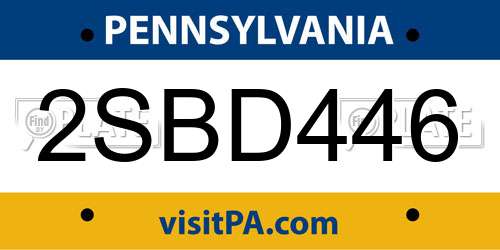 2SBD446 Pennsylvania License Plate