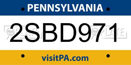 2SBD971 Pennsylvania License Plate