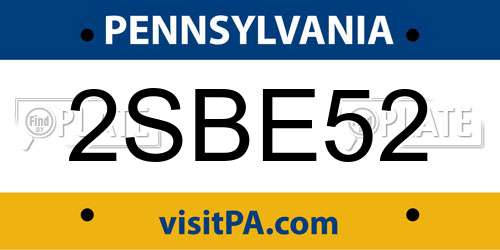 2SBE52 Pennsylvania License Plate