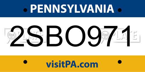 2SBO971 Pennsylvania License Plate