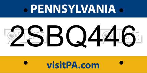 2SBQ446 Pennsylvania License Plate