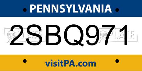 2SBQ971 Pennsylvania License Plate
