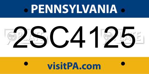 2SC4125 Pennsylvania License Plate