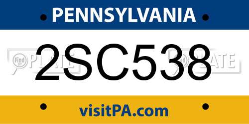 2SC538 Pennsylvania License Plate