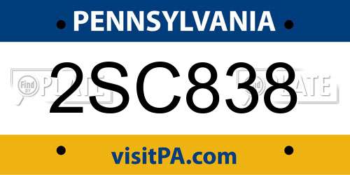 2SC838 Pennsylvania License Plate
