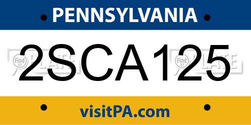 2SCA125 Pennsylvania License Plate