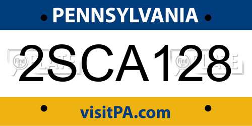 2SCA128 Pennsylvania License Plate