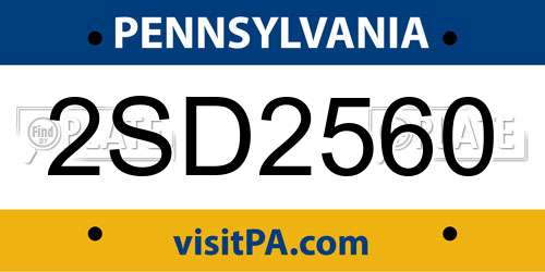2SD2560 Pennsylvania License Plate