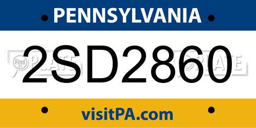 2SD2860 Pennsylvania License Plate
