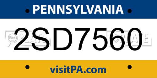 2SD7560 Pennsylvania License Plate