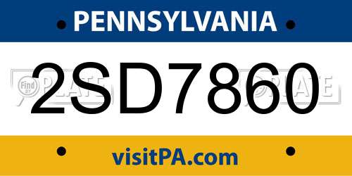 2SD7860 Pennsylvania License Plate