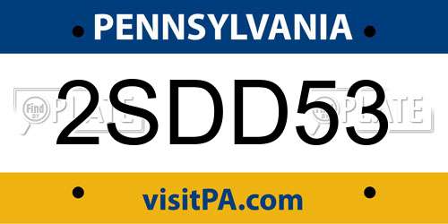 2SDD53 Pennsylvania License Plate
