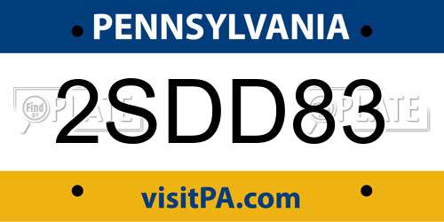 2SDD83 Pennsylvania License Plate