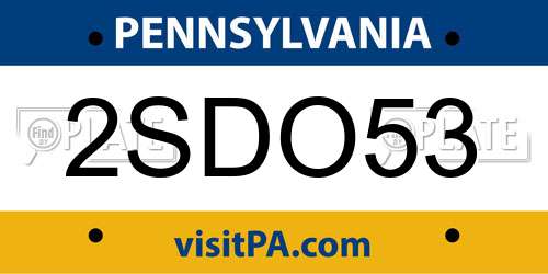 2SDO53 Pennsylvania License Plate
