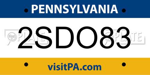 2SDO83 Pennsylvania License Plate