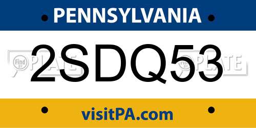 2SDQ53 Pennsylvania License Plate