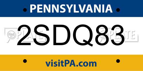 2SDQ83 Pennsylvania License Plate