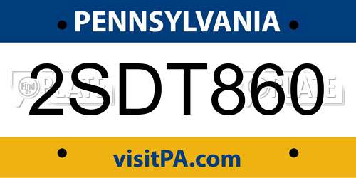 2SDT860 Pennsylvania License Plate