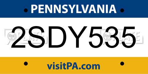 2SDY535 Pennsylvania License Plate