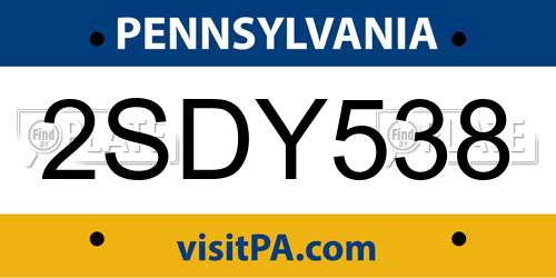 2SDY538 Pennsylvania License Plate