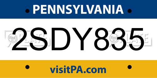 2SDY835 Pennsylvania License Plate