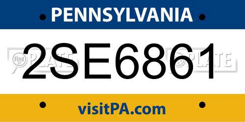 2SE6861 Pennsylvania License Plate
