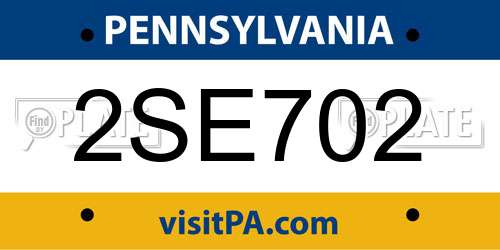 2SE702 Pennsylvania License Plate