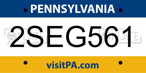 2SEG561 Pennsylvania License Plate