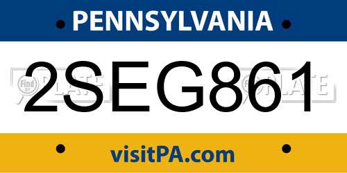 2SEG861 Pennsylvania License Plate