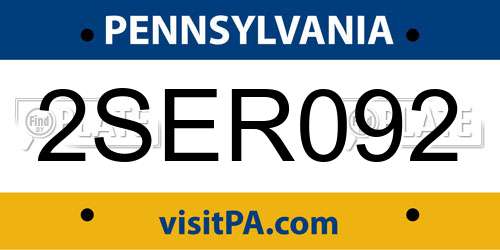 2SER092 Pennsylvania License Plate