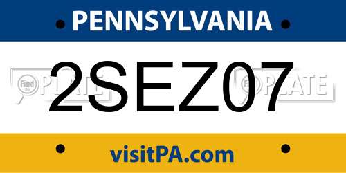 2SEZ07 Pennsylvania License Plate